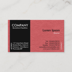 Cartão De Visita Faixa lateral preta - Textura de papel vermelho