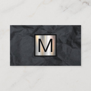 Cartão De Visita Faixa Metálica do Monograma  Papel Preto