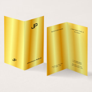 Cartão De Visita Falso Ouro Profissional Elegante Monograma Moderno