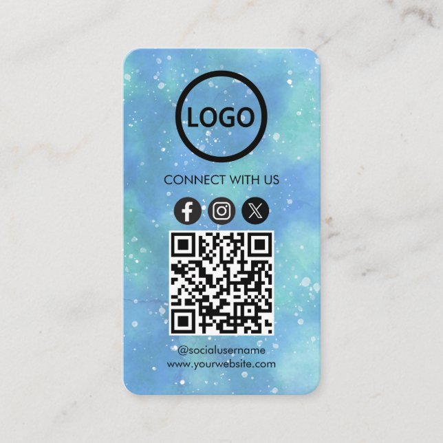 Cartão De Visita Fantasia Aquarela azul claro Cards Personalizados  (Frente)