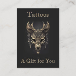 Cartão De Visita Fantasia Gótica Wolf Skull Black & Dourado Gift