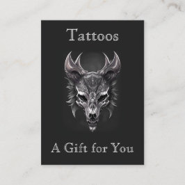 Cartão De Visita Fantasia Gótica Wolf Skull Black & Silver Gift