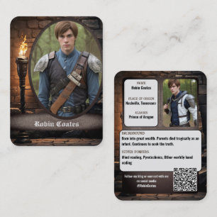 Cartão De Visita Fantasia Medieval Cosplay Coscards Código QR