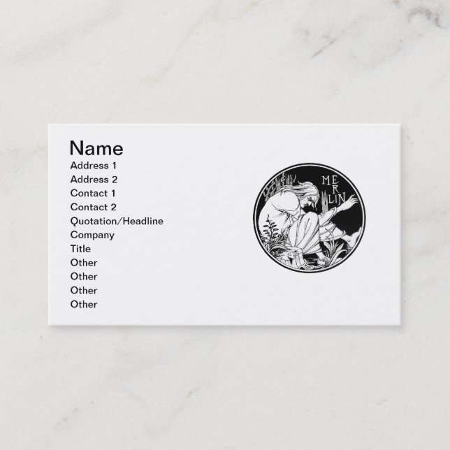 Cartão De Visita Fantasia Merlin Art Nouveau (Frente)