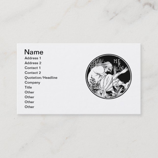 Cartão De Visita Fantasia Merlin Art Nouveau (Frente)