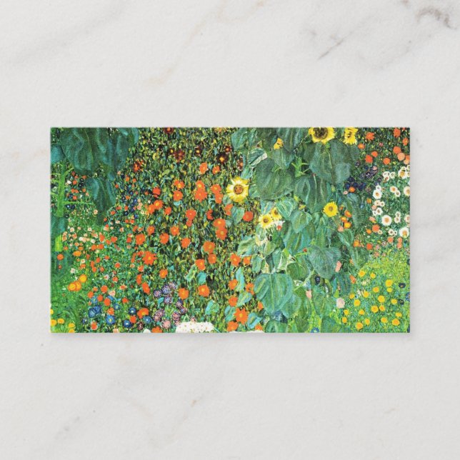 Cartão De Visita Farm Garden With Sunflowers Gustav Klimt (Frente)