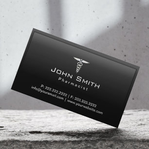 Cartão De Visita Farmacêutico Logotipo Caduceus Dark