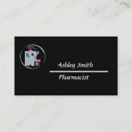 Cartão De Visita Farmácia minimalista negra