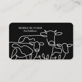 Cartão De Visita Farmário de gado de borboleta Preto e Branco