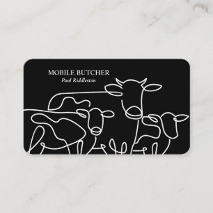 Cartão De Visita Farmário de gado de borboleta Preto e Branco