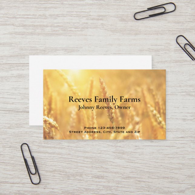 Cartão De Visita Farmer Wheat Farm Agricultural Business Cards (Frente/Verso In Situ)