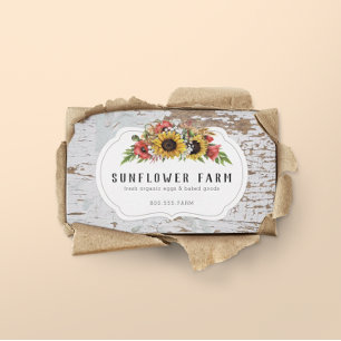 Cartão De Visita Farmhouse Floral Russo de Madeira Chippy