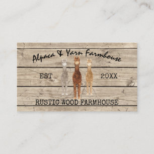 Cartão De Visita Farmhouse Wooden Rustic Alpaca