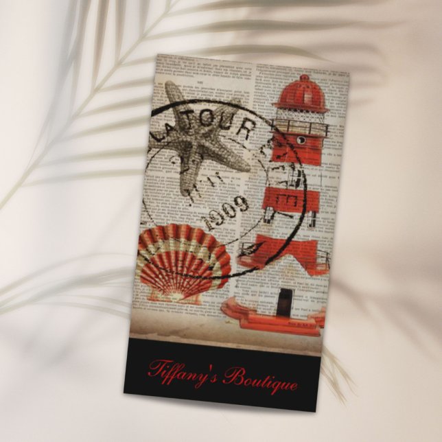 Cartão De Visita farol litoral náutico do Dicionário (dictionary coastal seashell lighthouse nautical business card)