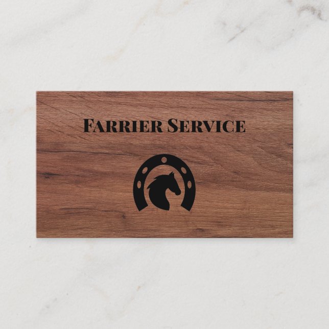 Cartão De Visita Farrier Horsferes Service Wood (Frente)