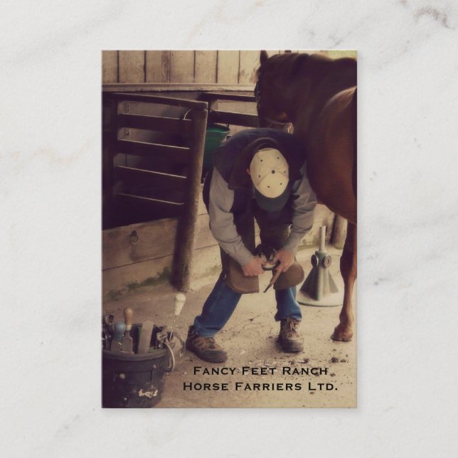 Cartão De Visita Farrier - serviços em ferradura do casco do cavalo (Frente)