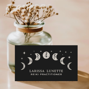 Cartão De Visita Fases da Lua Curandeira de Energia Reiki Floral Ho