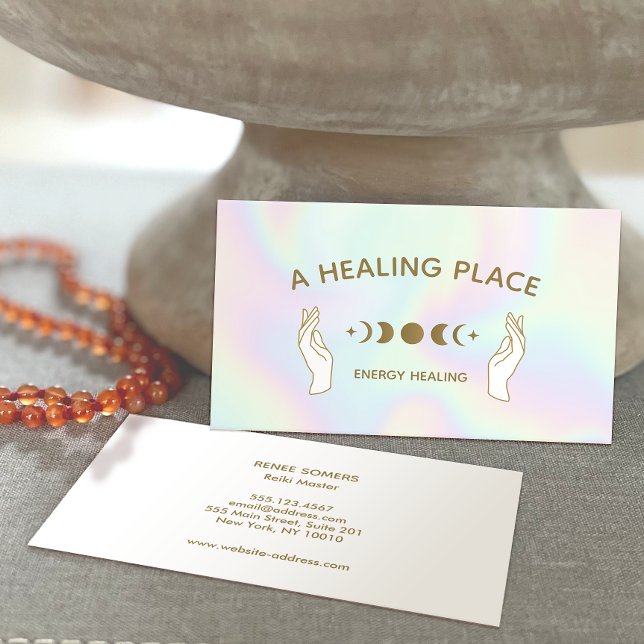 Cartão De Visita Fases da Lua Holográficas do Healer Energético (Criador carregado)