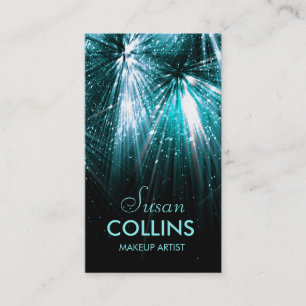 Cartão De Visita Fashion Artista de Maquiagem Azul-Brilhante