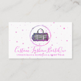 Cartão De Visita Fashion Boutique bolinhas Sacos Rosa Rosa