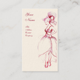 Cartão De Visita FASHION, desenho branco vermelho