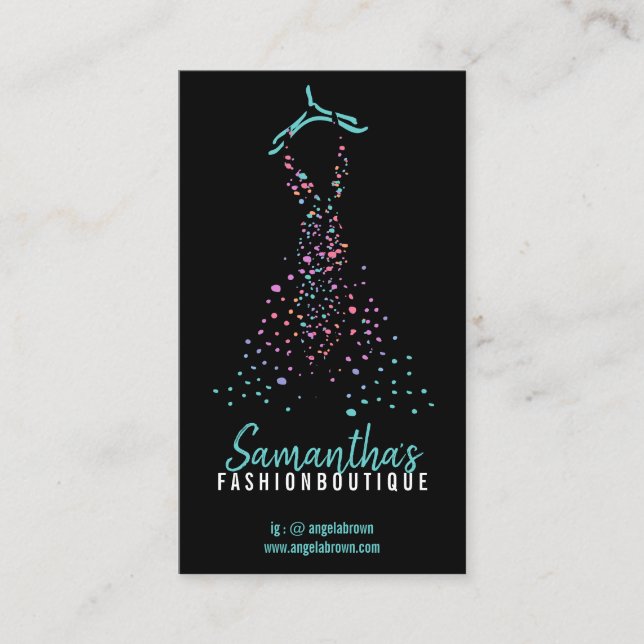 Cartão De Visita Fashion Dress Boutique Compra Pontos do Blogueiro  (Frente)