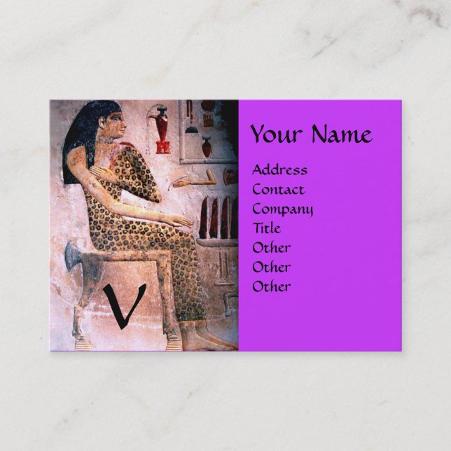 Cartão De Visita FASHION E BELEZA DO ANTIGO EGITO MONOGRAMA violeta (Frente)