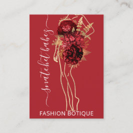 Cartão De Visita Fashion Floral Burgundy Logotipo Vermelho QR Styli