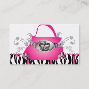 Cartão De Visita Fashion Handbag Crown Purse Zebra Rosa Floral