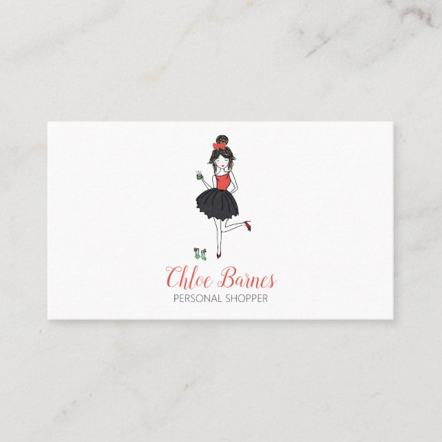 Cartão De Visita Fashion Stylist Mulher Watercolor Comprador Pessoa (Frente)