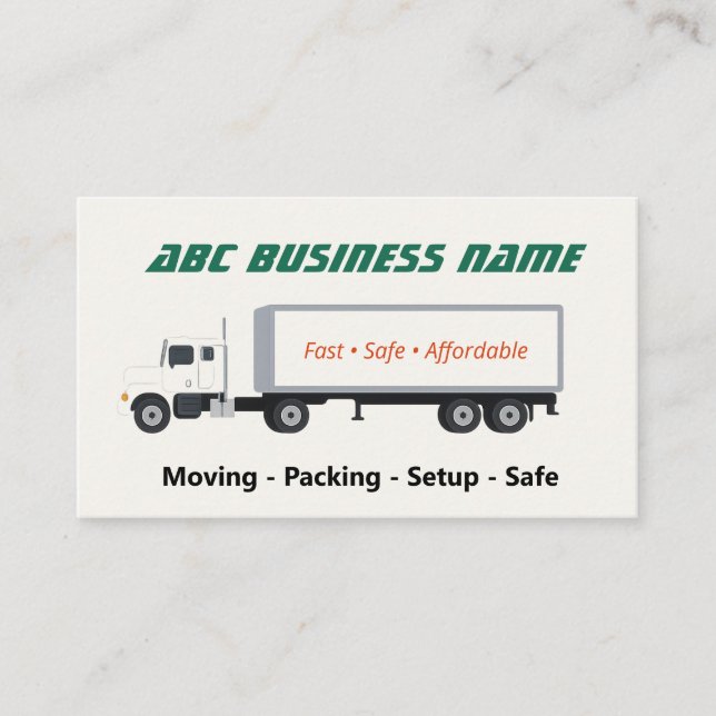 Cartão De Visita Fast Safe Moving Company (Frente)