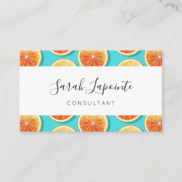 Cartão De Visita Fatias Laranja no Azul
