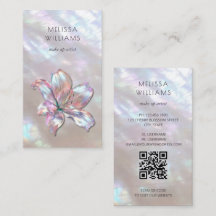 FAUX Código Qr Holográfico Iridescente Lírio
