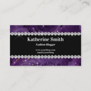 Cartão De Visita Faux Diamond Rhinestone Purple Celestial