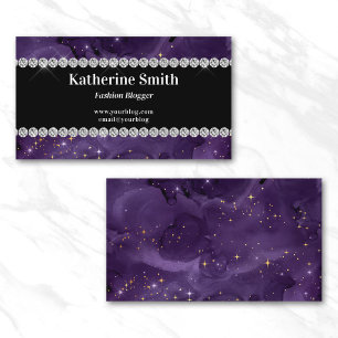 Cartão De Visita Faux Diamond Rhinestone Purple Celestial