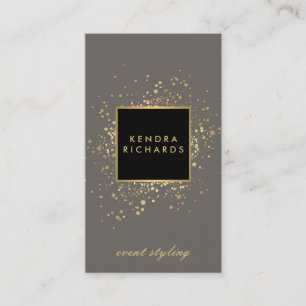 Cartão De Visita Faux Dourado Confetti espalhado em Cinzas modernas
