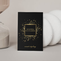 Faux Dourado Confetti espalhado em preto moderno