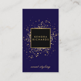 Cartão De Visita Faux Dourado Confetti espalhado no Azul Moderno
