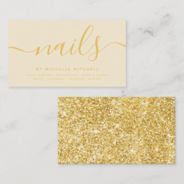 Cartão De Visita Faux Dourado Glitter Nail Technician Cream