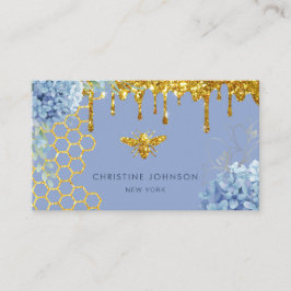 Cartão De Visita faux glitter bee and flowers Business Card