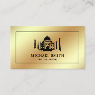 Cartão De Visita Faux Gold Foil Taj Mahal Viagem