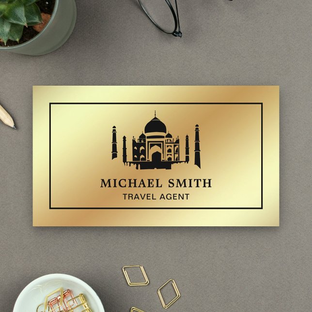 Cartão De Visita Faux Gold Foil Taj Mahal Viagem Agent (Criador carregado)