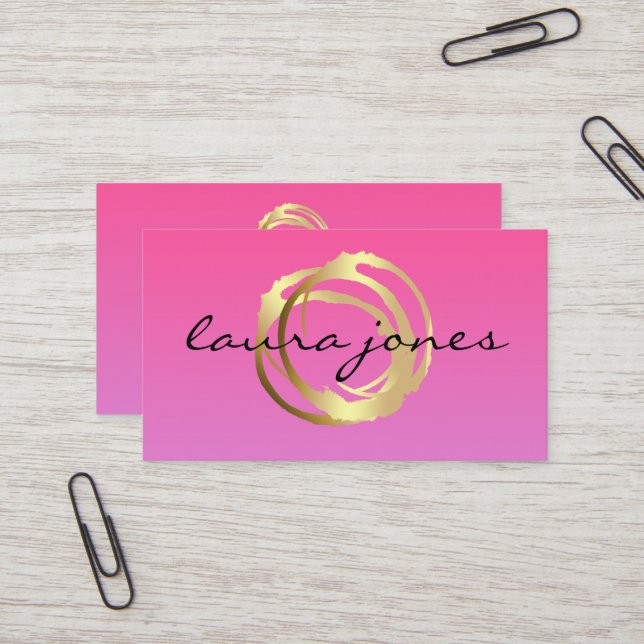 Cartão De Visita Faux Gold Painted Circle Designer Business Card (Frente/Verso In Situ)