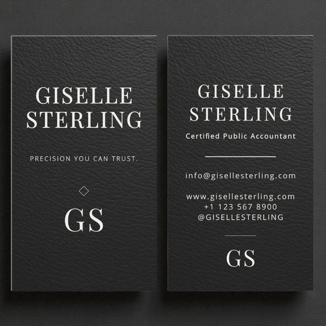 Cartão De Visita Faux Leather Modern Accountant Tax Preparer CPA (Criador carregado)