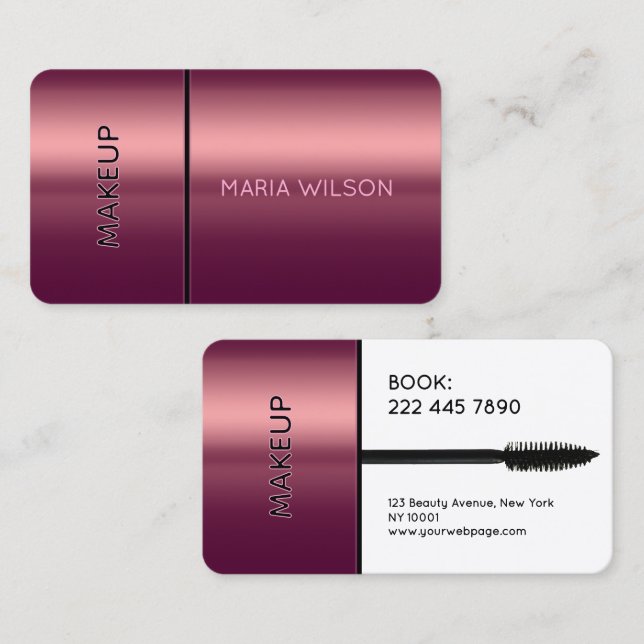 Cartão De Visita Faux mascara brush makeup Business Card (Frente/Verso)