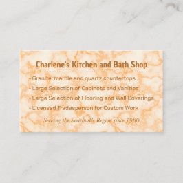 Cartão De Visita Faux Orange Marble