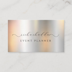 Cartão De Visita Faux Silver Metálico Elegante Exclusivo