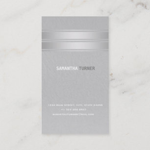 Cartão De Visita Faux Stripes Profissionais de Prata Elegante