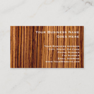 Cartão De Visita Faux Zebrawood Textura de Madeira Executivo