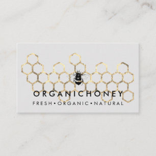 Cartão De Visita Favo de Mel de Abelhão Dourado Apiarista Cinza